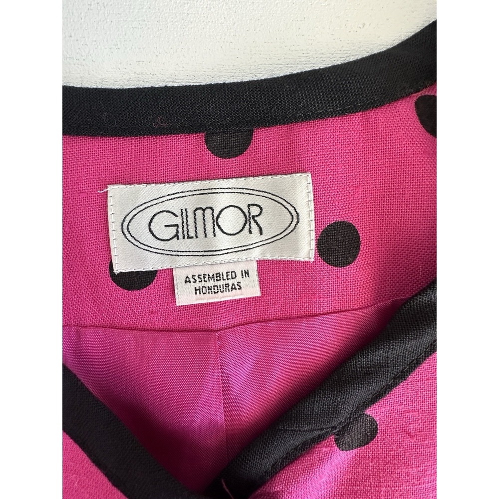 NWT 80s VTG Women's Sz: 14 Gilmor Pink Black Polka Dot Blazer - Picture 6 of 7
